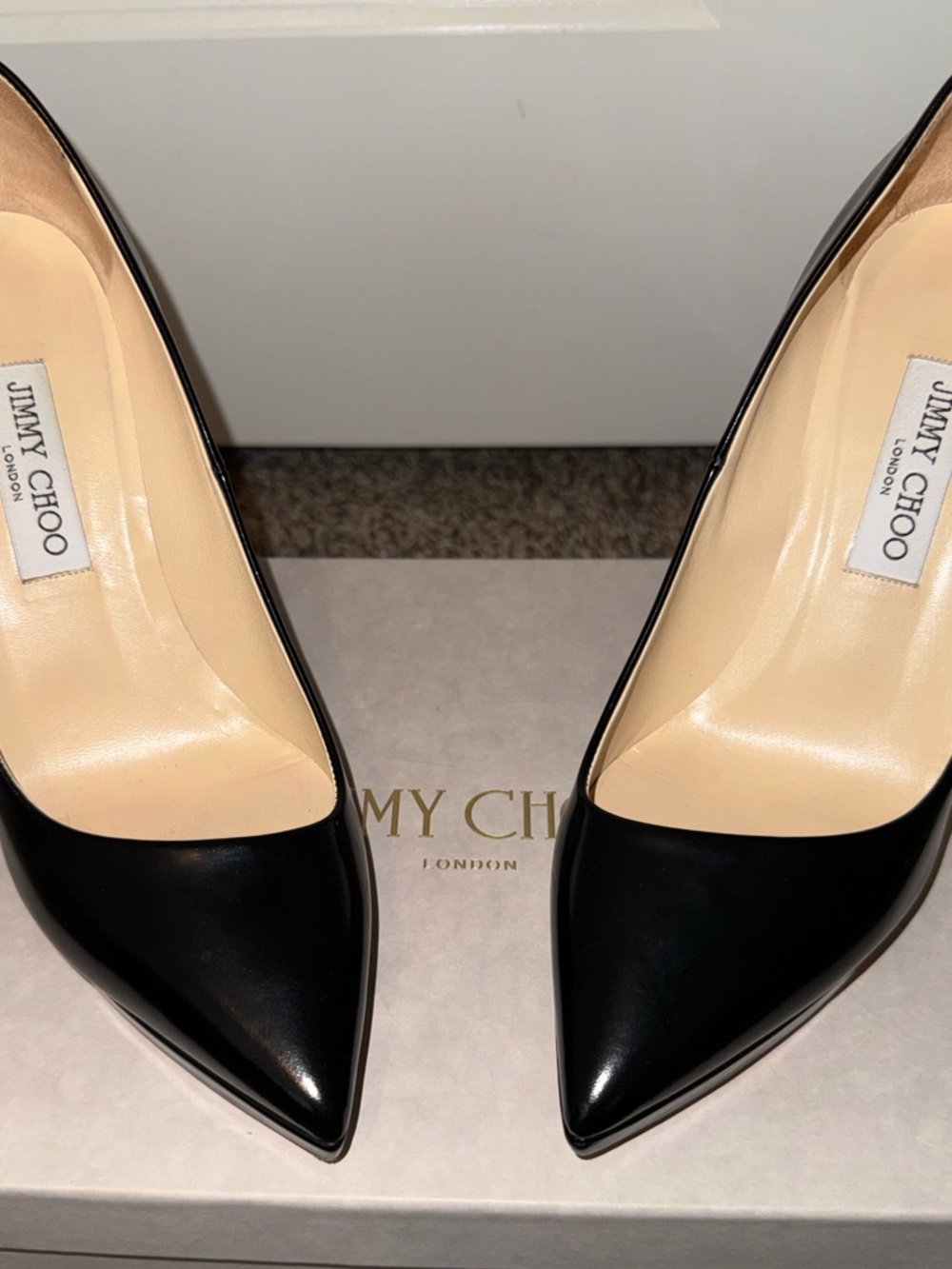 Jimmy Choo Black Patent Pointed-Toe Pumps
